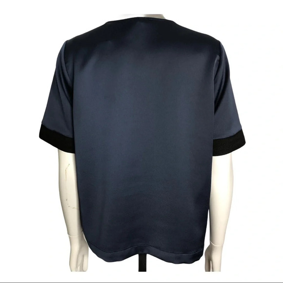 Scotch & Soda Blue Solid Rib Top V-Neck Top Short Sleeve Size Small - Picture 7 of 10